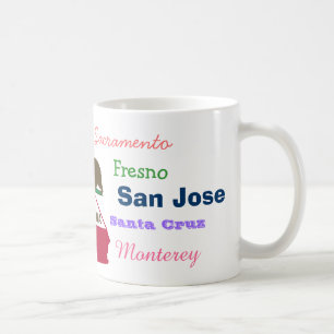 État de la Californie et tasse de villes