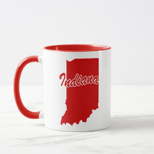 État De L'Indiana Forme Mug Rouge (Gauche)