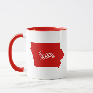 État De L'Iowa Forme Mug Rouge