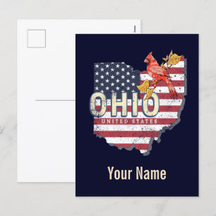 État de l'Ohio États-Unis Carte rétro Vintage USA