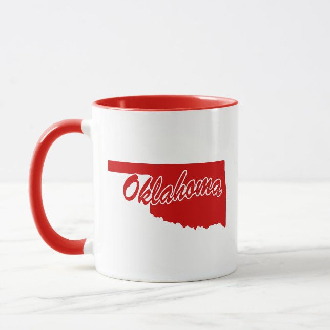 État De L'Oklahoma Forme Mug Rouge (Gauche)