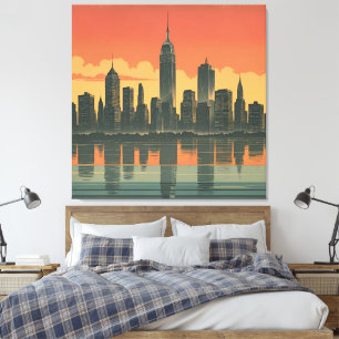 État d'esprit de New York - Toile Skyline rétro