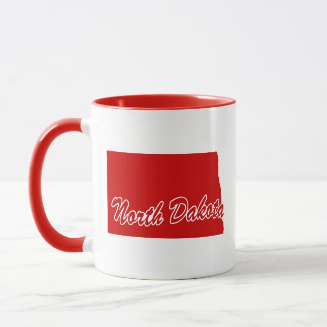 État Du Dakota Du Nord Forme Mug Rouge (Gauche)