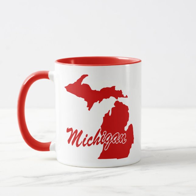 État Du Michigan Forme De Mug Rouge (Gauche)