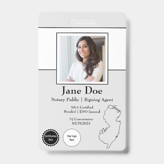 État du New Jersey Code QR du badge du notaire pub (Avant)