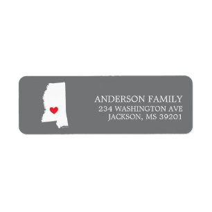 État MISSISSIPPI   Étiquette de l'adresse de retou