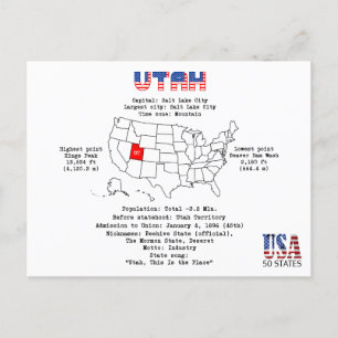 Etat Utah Américain sur une carte et des informati