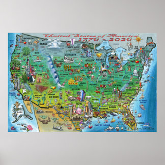 États-Unis d'Amérique Affiche de carte amusante