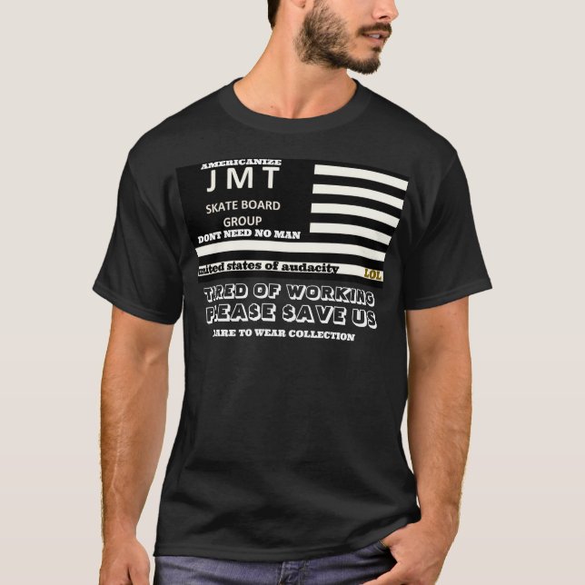 ÉTATS-UNIS D'AUDACITÉ. T-shirt noir JMT (Devant)
