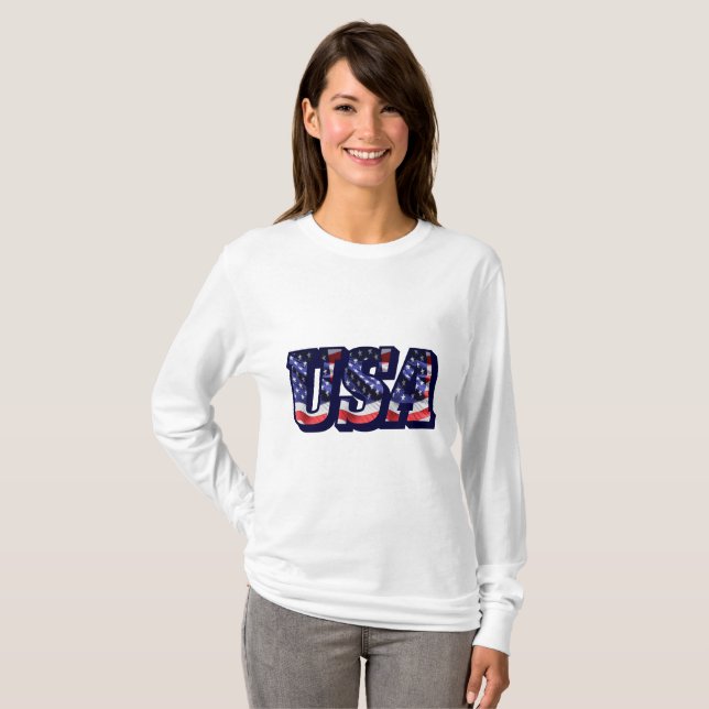 États-Unis Drapeau, Drapeau T-shirt à manches long (Devant entier)