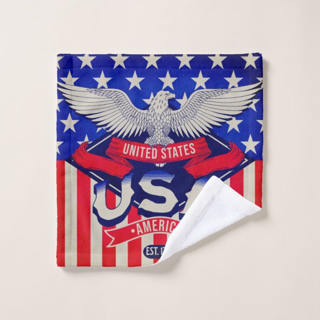 États-Unis Est 1776 Drapeau Eagle Amérique 4 juill (Gant de toilette)