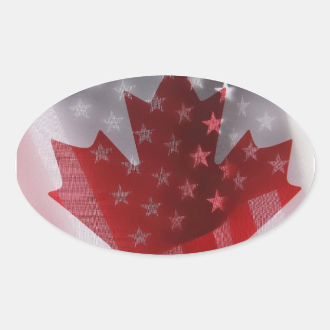 États-Unis et Canada drapeaux autocollants ovale (Devant)
