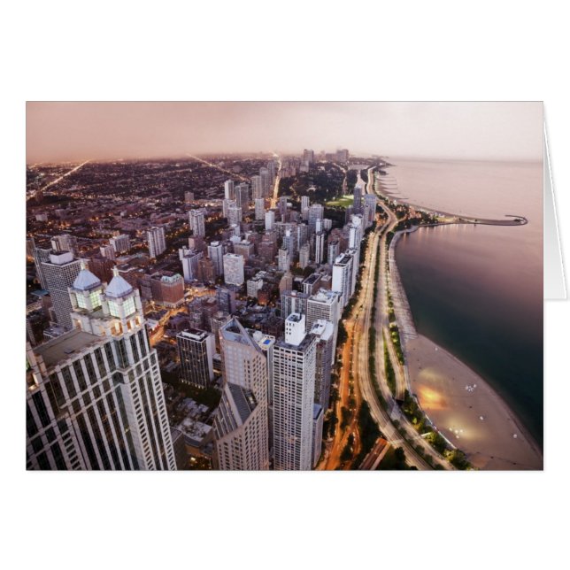 États-Unis, Illinois, Chicago, Vue aérienne du lac (Devant horizontal)