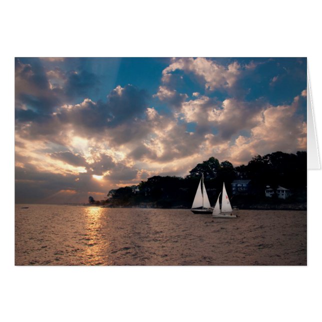 États-Unis, Massachusetts. Voile au coucher du sol (Devant horizontal)