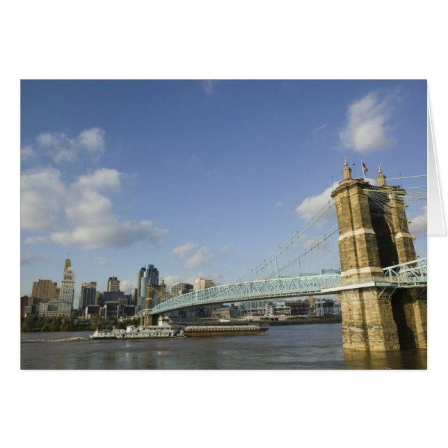 États-Unis, Ohio, Cincinnati : Roebling Suspension (Devant horizontal)