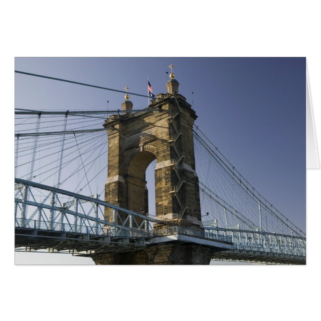 États-Unis, Ohio, Cincinnati : Roebling Suspension (Devant horizontal)