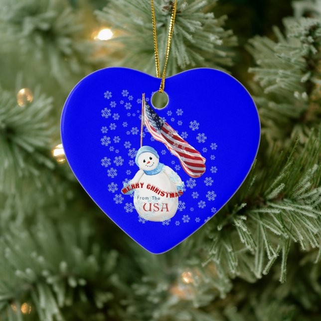 États-Unis Snowman Noël Keepsaké ornement de coeur (Arbre)