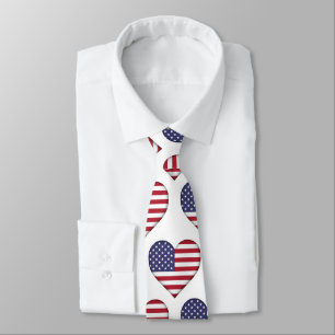 États-Unis Stars and Stripes Heart Motif Cravate