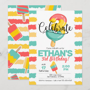 Été 3ème anniversaire Invitation avec Popsicle