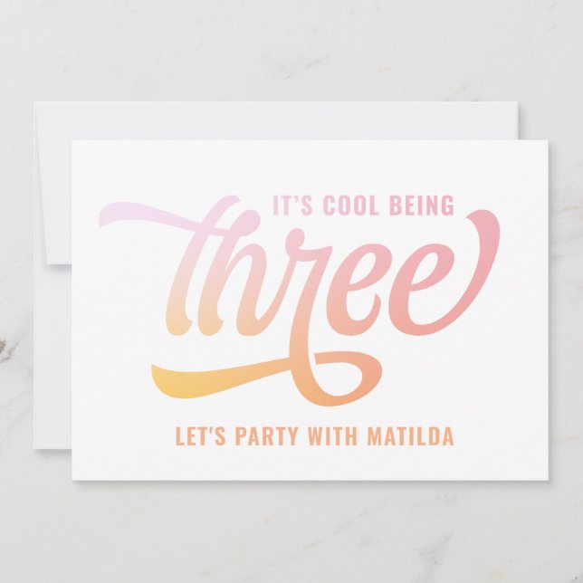 Eté arc-en-ciel trois 3e anniversaire invitation (Devant)