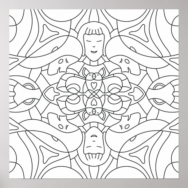 Été attentif : Affiche de coloriage ludique (Devant)