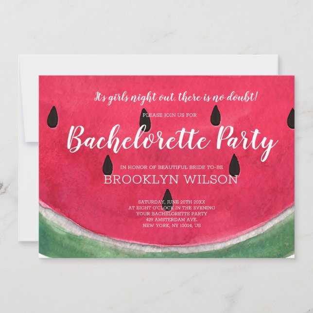 Été Bachelorette Fête Invitations Watermelon (Devant)
