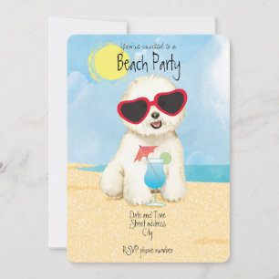 Été Bichon Frise Beach Party Invitation