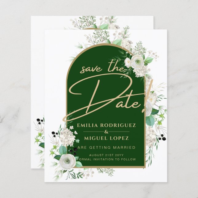 Été Blanc Roses Emerald Green Arch Mariage (Devant / Derrière)