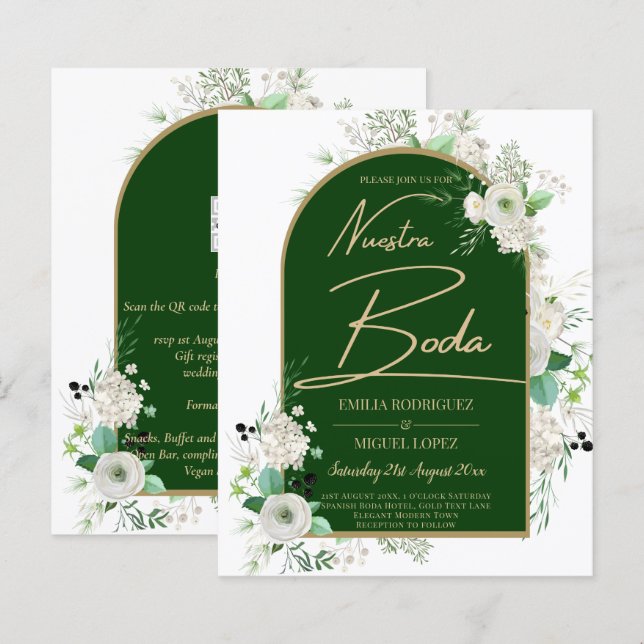 Été Blanc Roses Emerald Green Arch Mariage (Devant / Derrière)