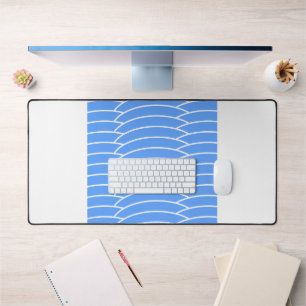 Été Bleu Carrelage Art Déco Vagues Blancs