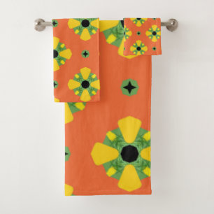 Été Bright Orange Jaune Vert Diamant Motif
