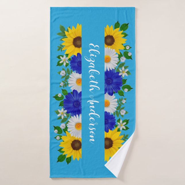 Eté Ciel bleu Floral (Serviette de bain)