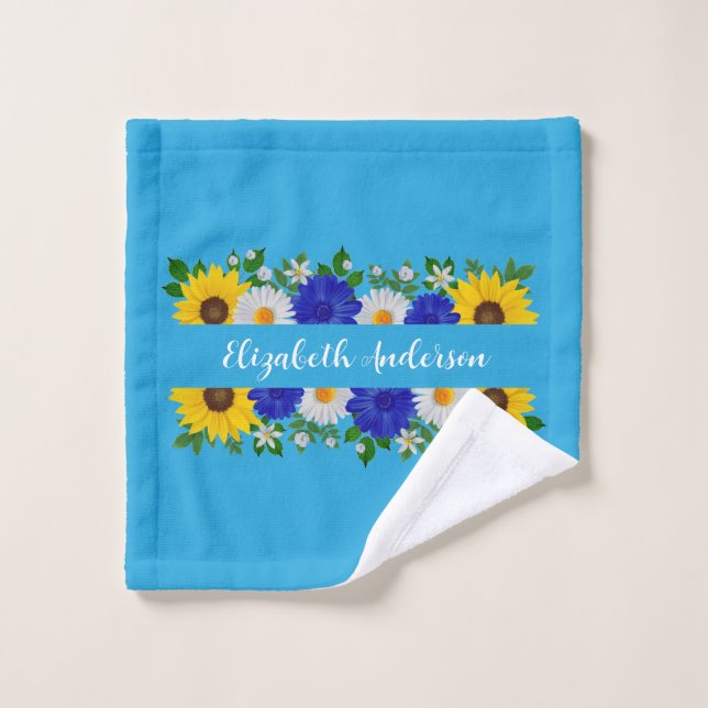 Eté Ciel bleu Floral (Gant de toilette)