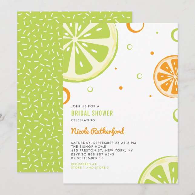 Été Citrus Slices Douche nuptiale Invitation (Devant / Derrière)