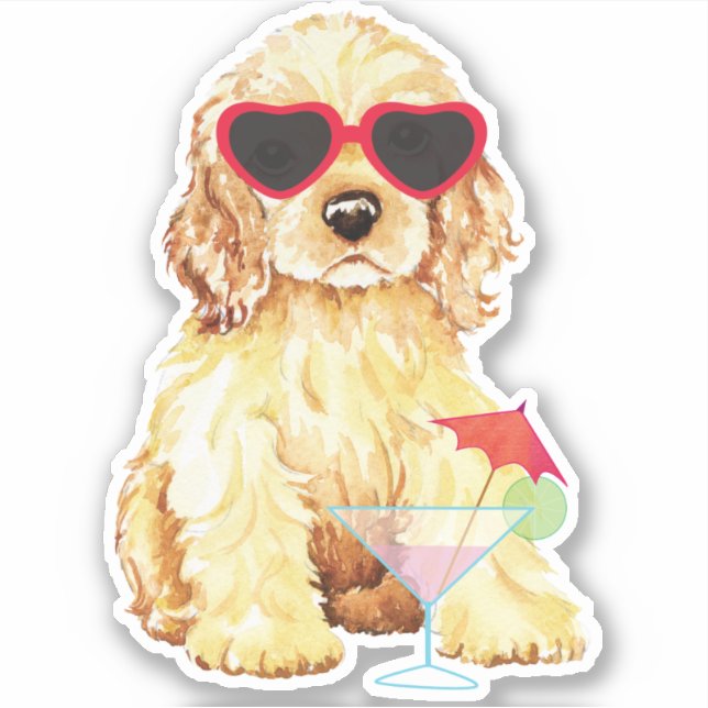 Été Cocker Spaniel Vinyl Sticker (Devant)