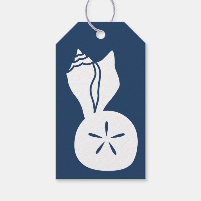 Été Coquillages en marine étiquette cadeau (Devant)