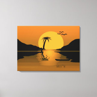 Eté coucher de soleil Refléter toile Imprimer