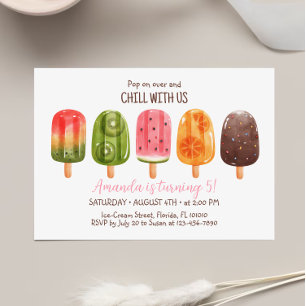 Été Crème glacée Anniversaire Invitation Popsicle 