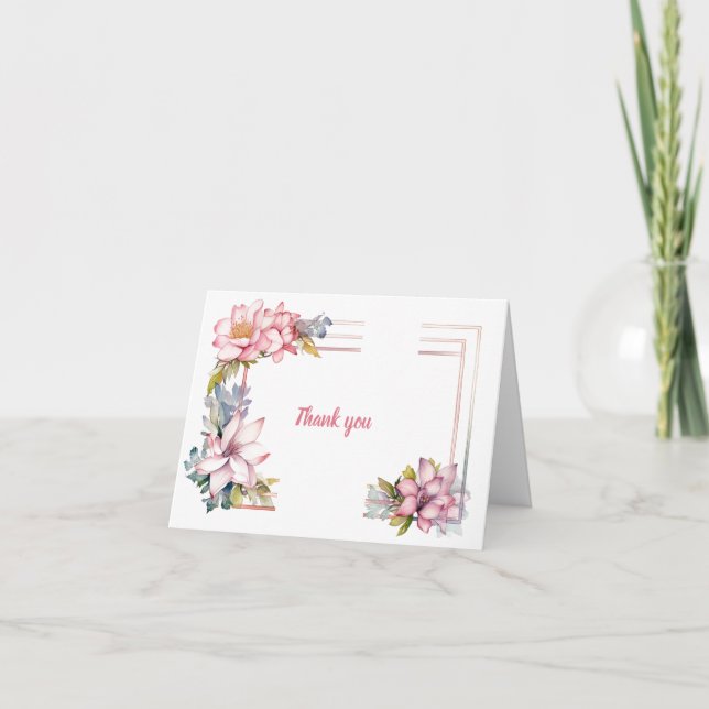 Été en rose : Carte de remerciements Mariage (Devant)