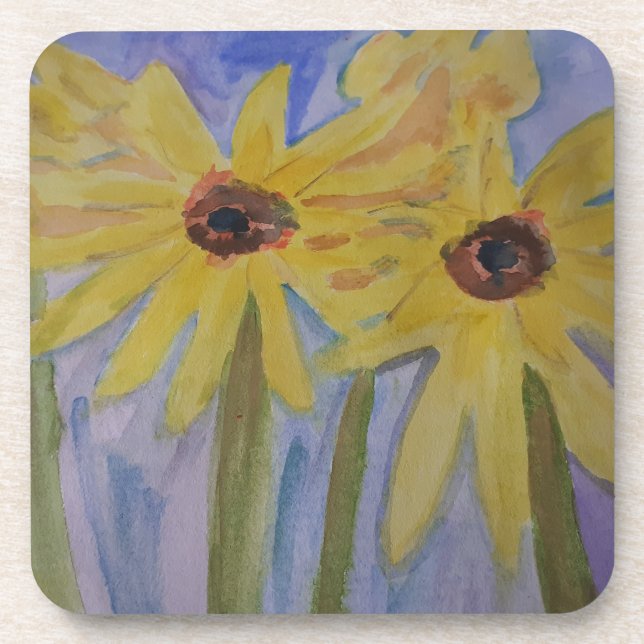 Été Fleurs de soleil jaunes Dessous de verre en pl (Devant)