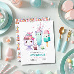 Été Ice Pop Popsicle Crème de glace Anniversaire E<br><div class="desc">Cute Ice Pop,  Ice Cream,  Popsicle Summer Party événement pour l'anniversaire des enfants,  le sexe du fils ou de la fille neutre. Conception par LeahG. Graphiques par Grafixdeals.com.</div>