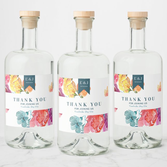 Été lumineux "Merci" Liquor Bottle Étiquette (Bouteilles)