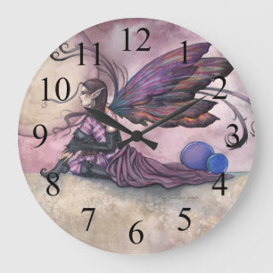 Été Lune Fée Imaginaire Art Mur Horloge
