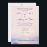 Eté Mer 5x7 Plage Mariage Invitation<br><div class="desc">Cette belle invitation à un mariage sur la plage d'été présente un magnifique paysage de la soirée d'été d'une peinture à l'huile originale avec un ciel pastel rose et violet doux et un aqua clair vague turquoise cassant sur une plage de sable.</div>