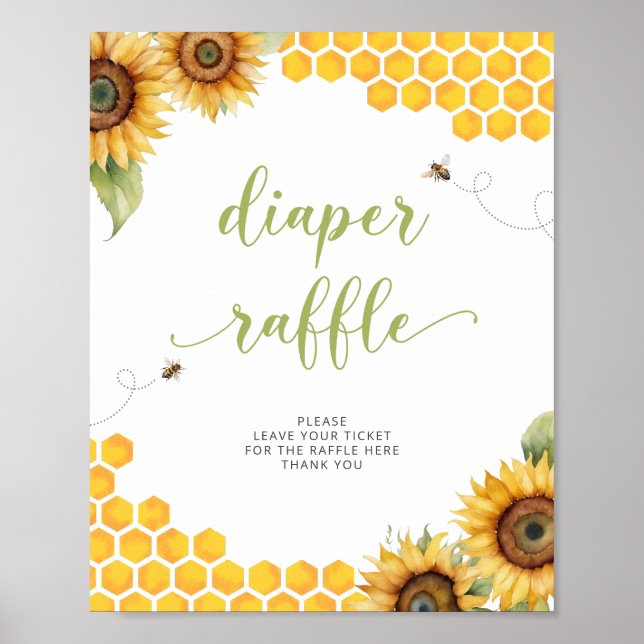 Été Miel Abeille Baby shower Poster au chapeau au  (Devant)