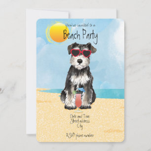 Été Miniature Schnauzer Beach Party Invitation