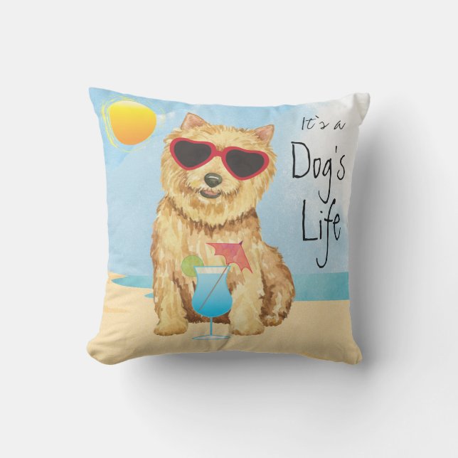 Été Norwich Terrier Coussin extérieur (Recto)