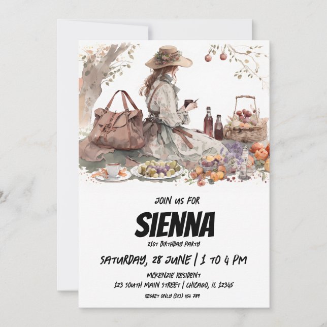Été Pique-nique style victorien Invitation (Devant)