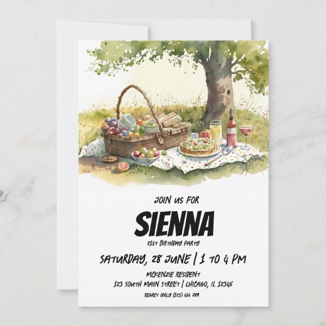 Eté Pique-nique vue champ de prairie Invitation (Devant)