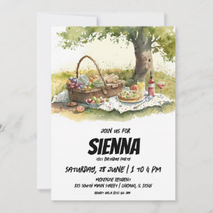 Eté Pique-nique vue champ de prairie Invitation